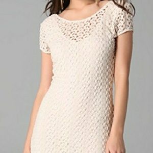 Free people cream crochet lace dress scoop back